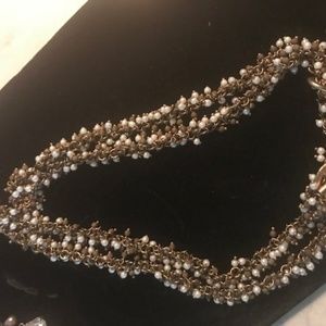 heavy goldtone chain and small pearls necklace /